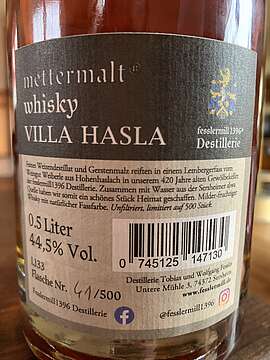fesslermill 1396 - mettermalt whisky - VILLA HASLA