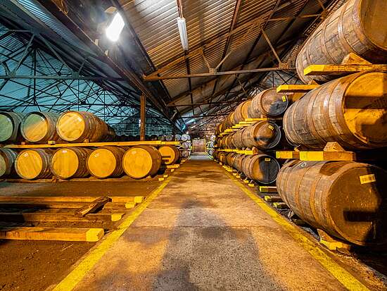 Inside the warehouse of the Auchentoshan Distillery
