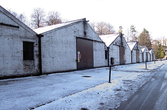 The warehouses of the Glenturret distillery.