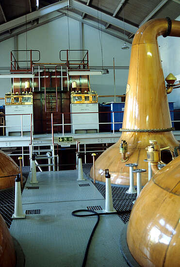 The pot and spirit stills of the Glenallachie distillery.