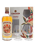 Cihuatán Rum Cinabrio mit zwei Gläsern