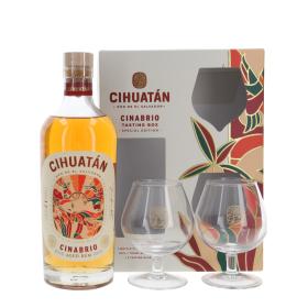Cihuatán Rum Cinabrio mit zwei Gläsern 12 Jahre