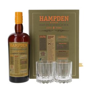 Hampden Estate Pure Single Jamaican Rum mit 2 Tumblern 8 Jahre