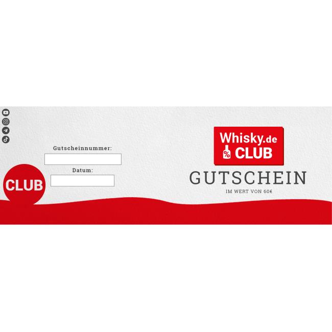 Gutschein zum Einlösen für Whisky.de Club-Mitgliedschaft (Wert: 60&euro;) 