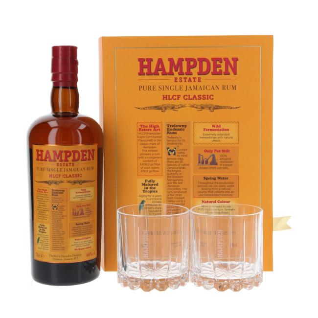 Hampden Estate Rum HLCF with 2 glasses 