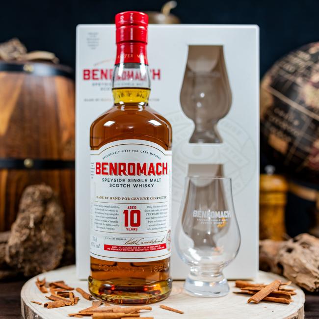 Benromach with 2 glasses 